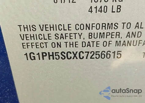 2012 Chevrolet Cruze Ltz из США, поврежденный, VIN 1G1PH5SCXC7256615